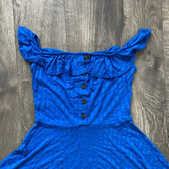 Beautiful Blue Ruffle Across The Shoulder Dress XS - Picture 6 of 8